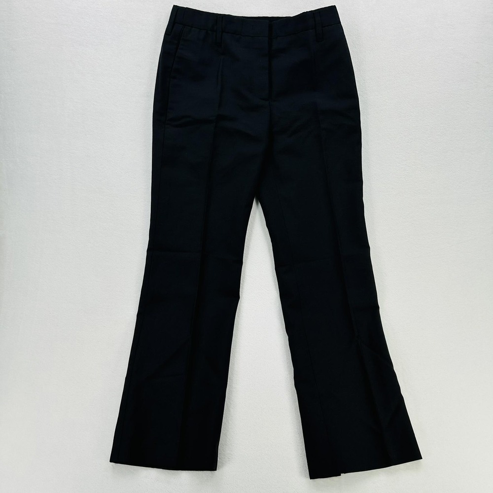 Prada Pants Womens 40 Black Straight Leg Slit Hem Dress Work Made Italy Designer